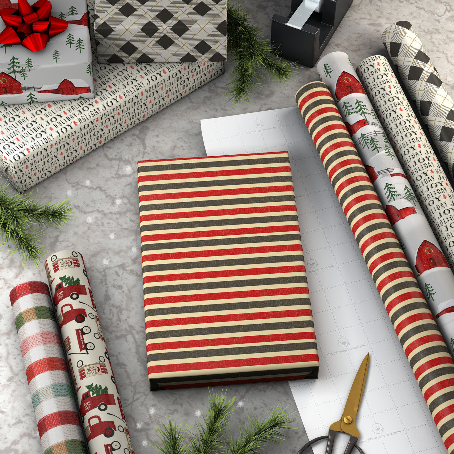 Weathered and Warm Holiday Wrapping Paper Rolls  image number 3