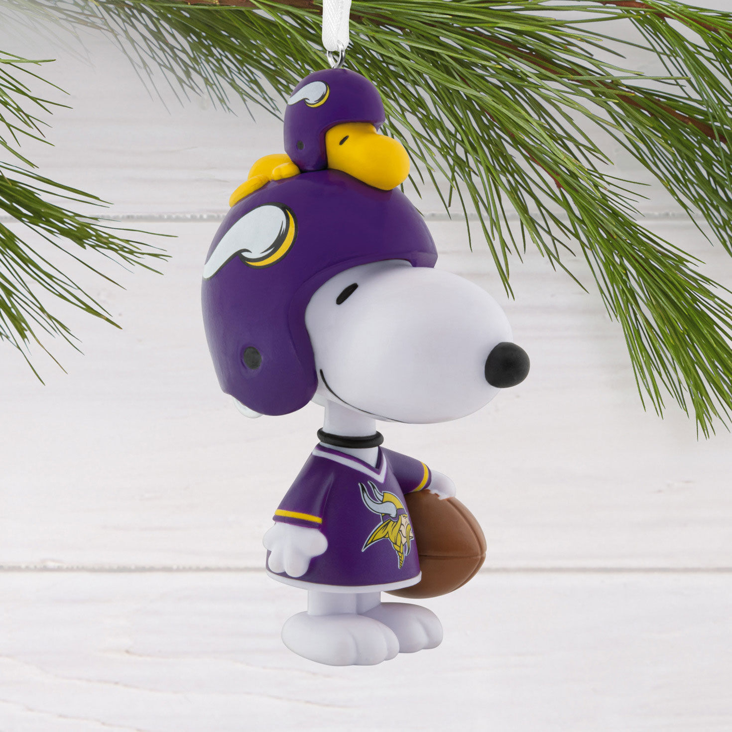 Snoopy Minnesota Vikings Christmas Ornament hanging on tree image number 2