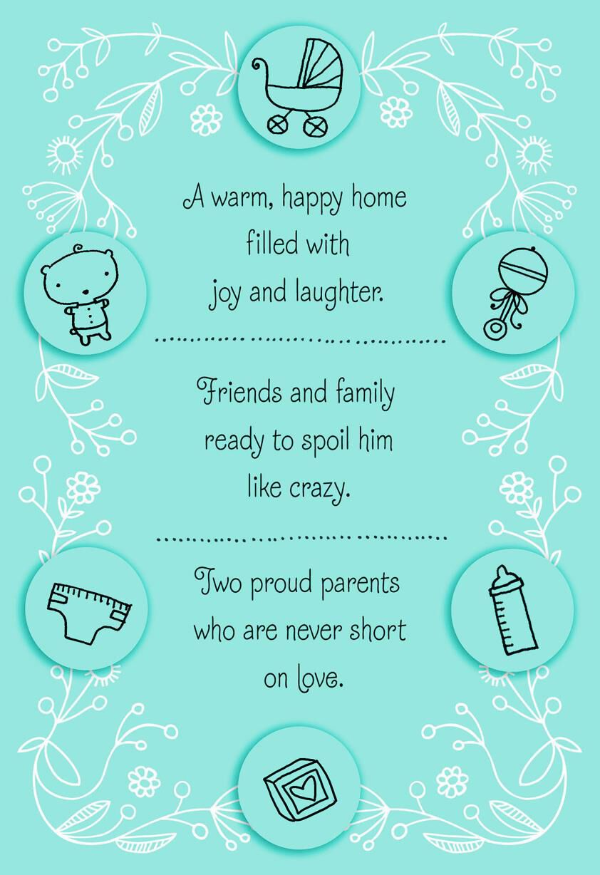 Joy and Laughter New Baby Boy Card