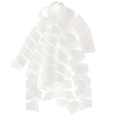 White Curly Ribbon Gift Bow, 6.5", , large