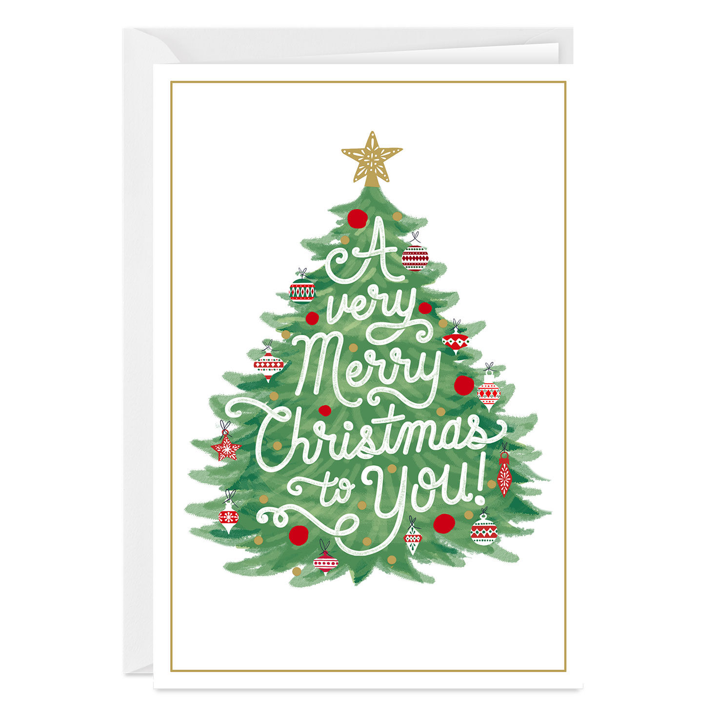 Merry Classic Tree Custom Christmas Card