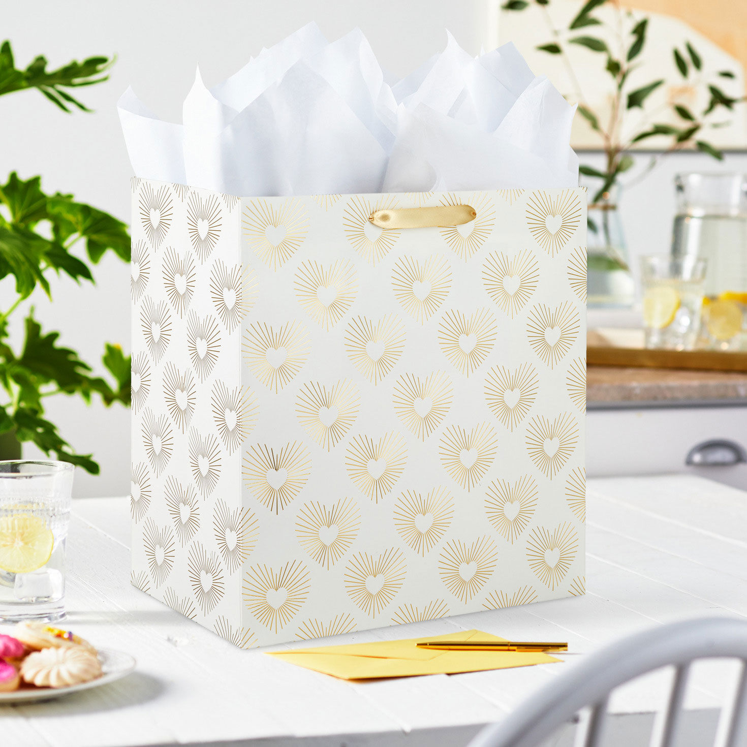 15" Gold Hearts on White Extra-Deep Gift Bag for only USD 5.99 | Hallmark