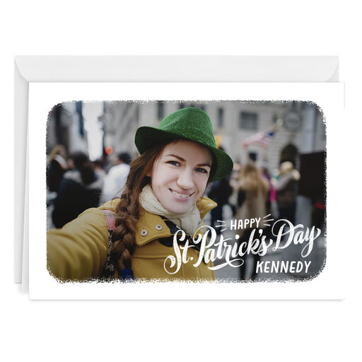 White Frame Horizontal Folded St. Patrick's Day Photo Card, 