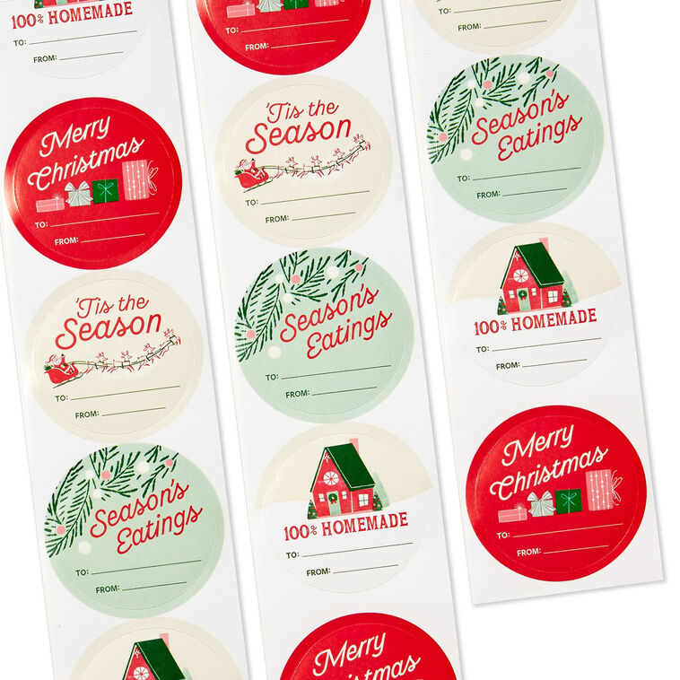Made With Love Christmas Gift Tag Stickers, Roll of 27
