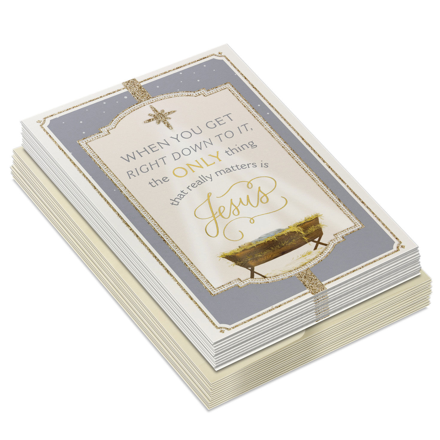 Ornate Frame DaySpring Religious Christmas Cards stacked front image number 2