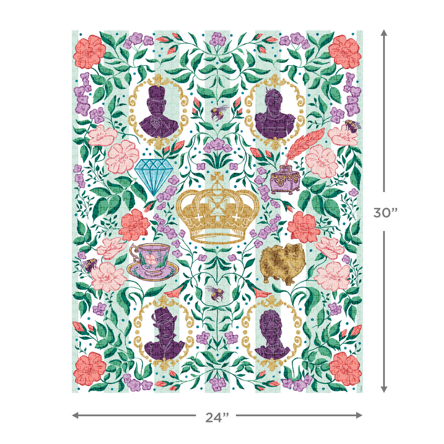 Bridgerton Ton Silhouettes on Floral 1000-Piece Jigsaw Puzzle, , large image number 5