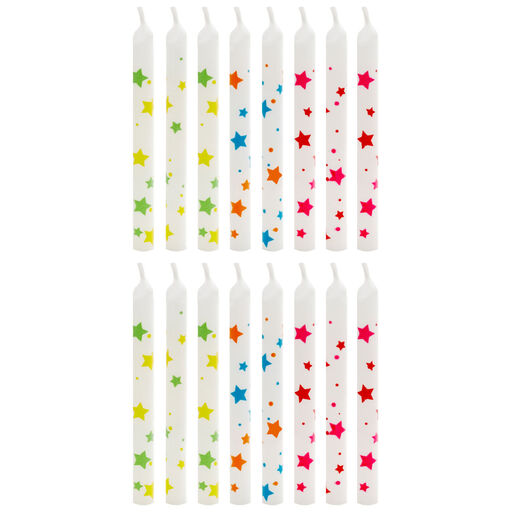 Scattered Stars White Birthday Candles, Set of 16, 