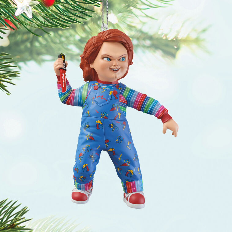 Child's Play Chucky With Knife Keepsake Ornament hanging on tree image number 2