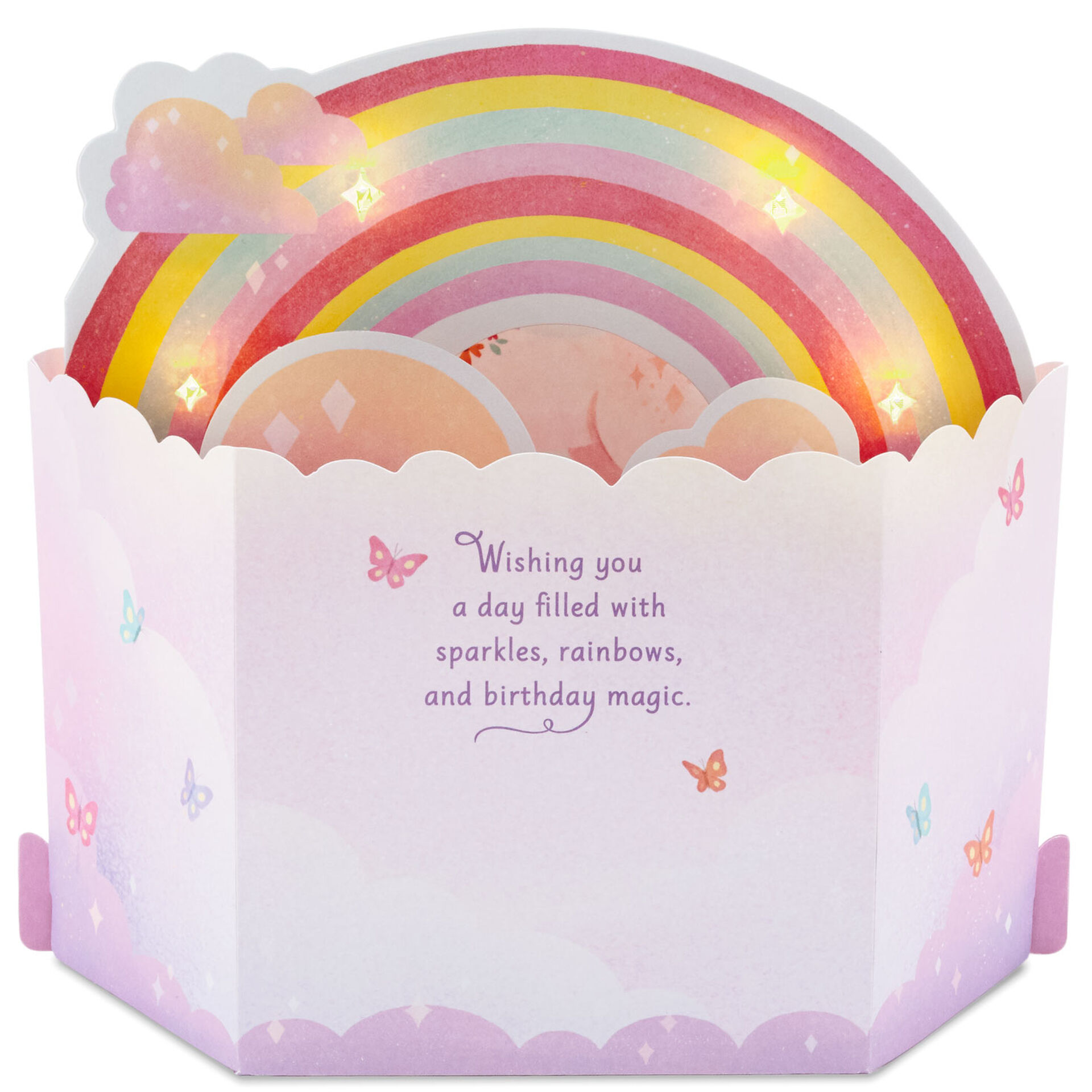 Unicorn Rainbow Musical 3D PopUp Birthday Card With Light Greeting