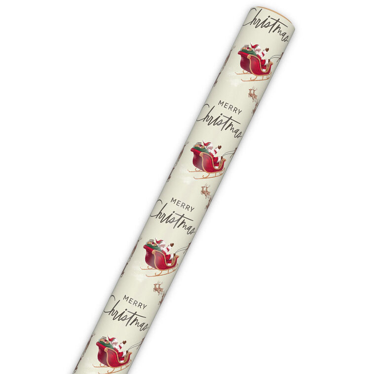 Reindeer and Sleigh Jumbo Christmas Gift Wrap Roll  image number 6