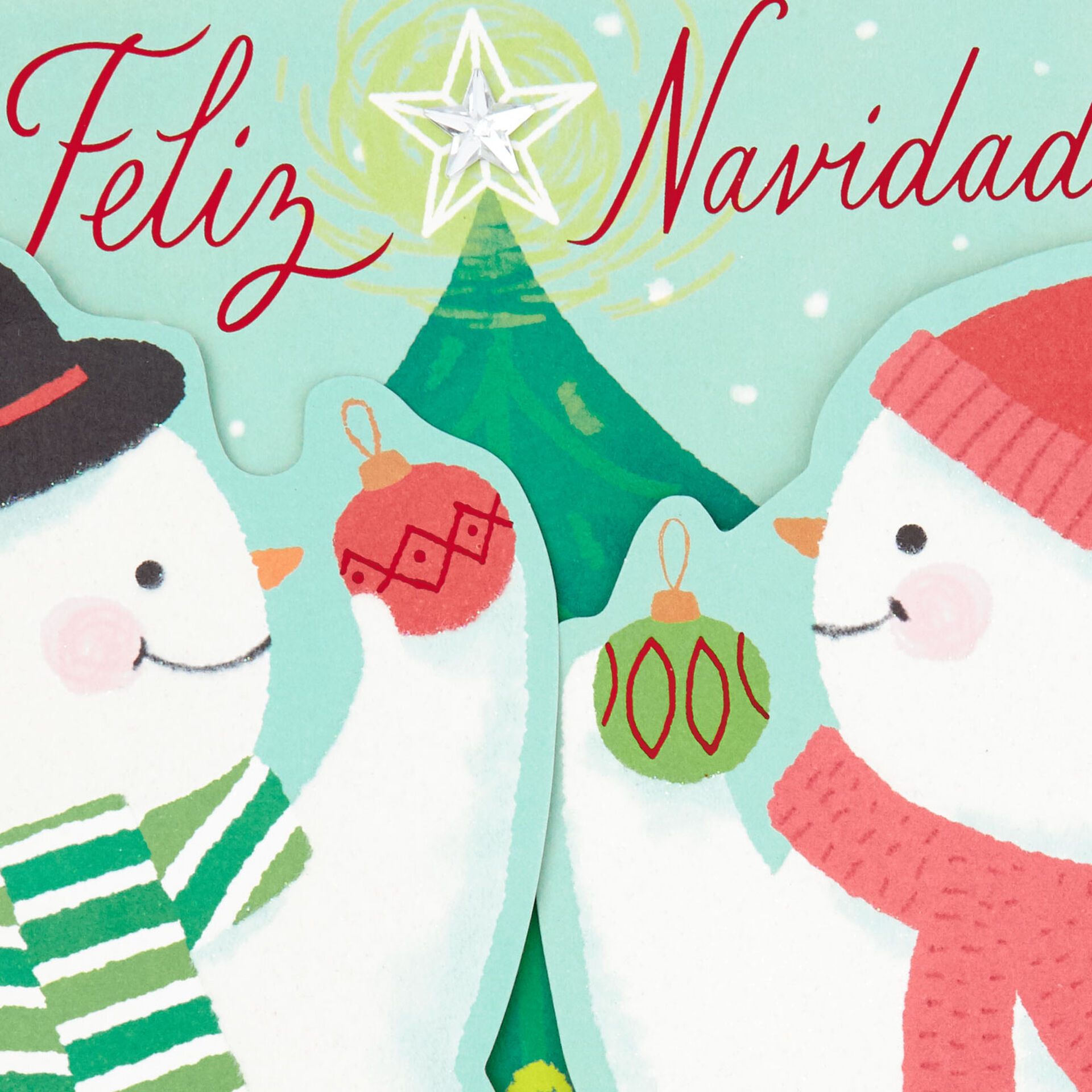 Feliz Navidad Snowmen Spanish-Language Christmas Card - Greeting Cards