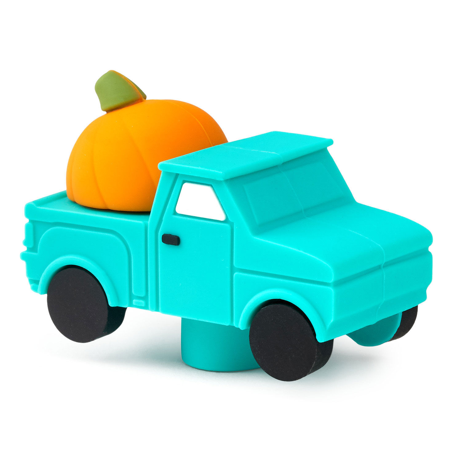 Charmers Blue Truck With Pumpkin Silicone Charm, 1.5" H