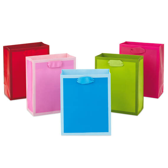 6.5" Assorted Bright Colors 5-Pack Gift Bags, , large image number 1