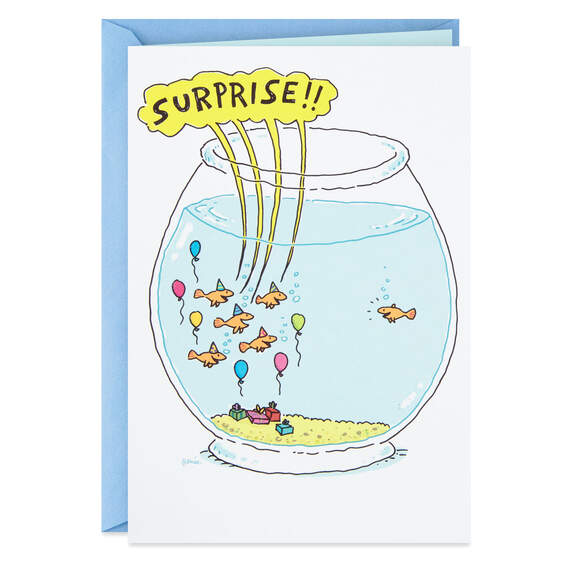 Fishbowl Surprise Party Birthday Card, , large image number 1