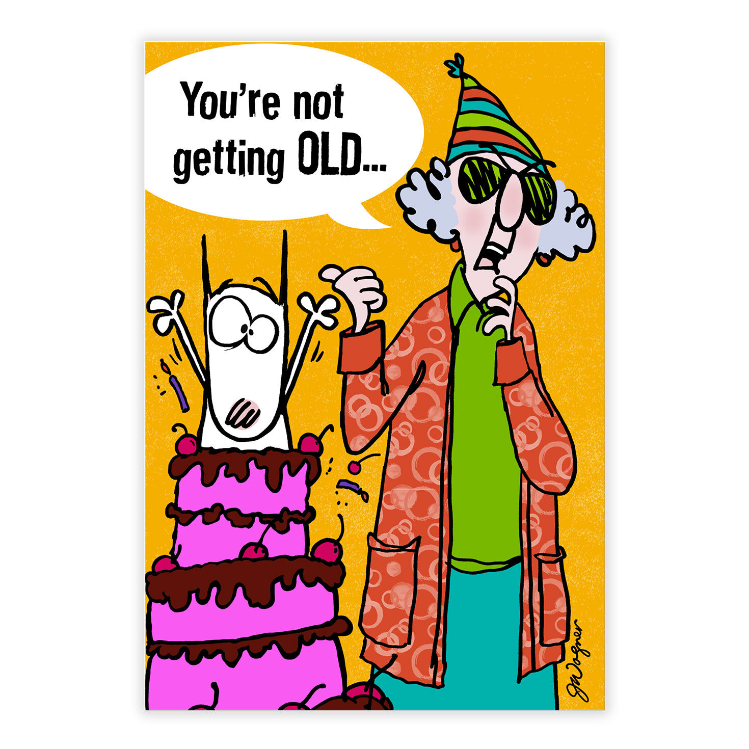 Maxine With Dog in Cake Personalized Birthday Card front image number 2