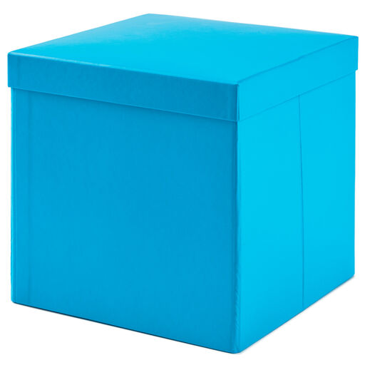 7.1" Square Turquoise Gift Box With Shredded Paper Filler, 
