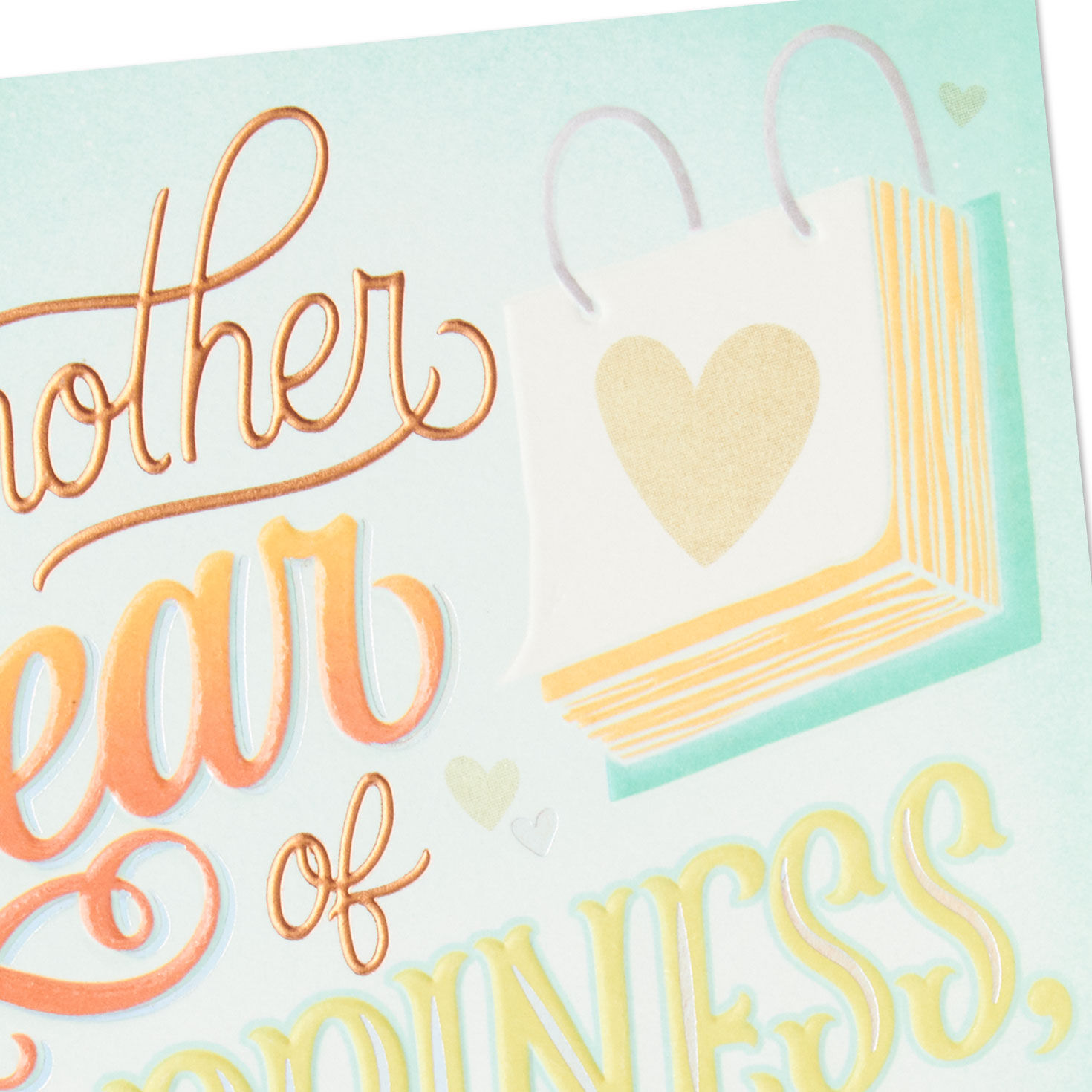 Orange and Yellow Letters with Calendar on Mint Green Anniversary Card  image number 4