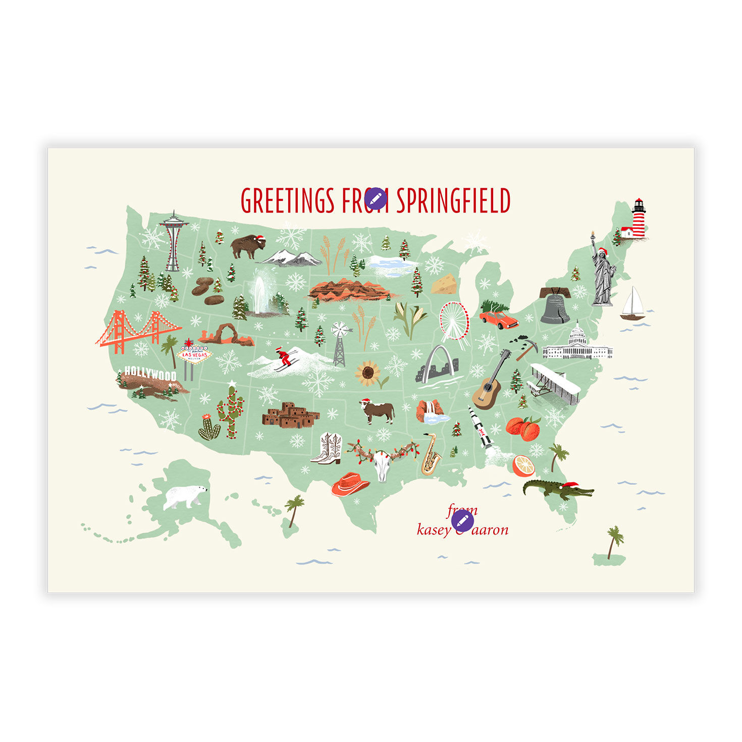 Greetings from US Map Flat Holiday Photo Card, , large image number 5
