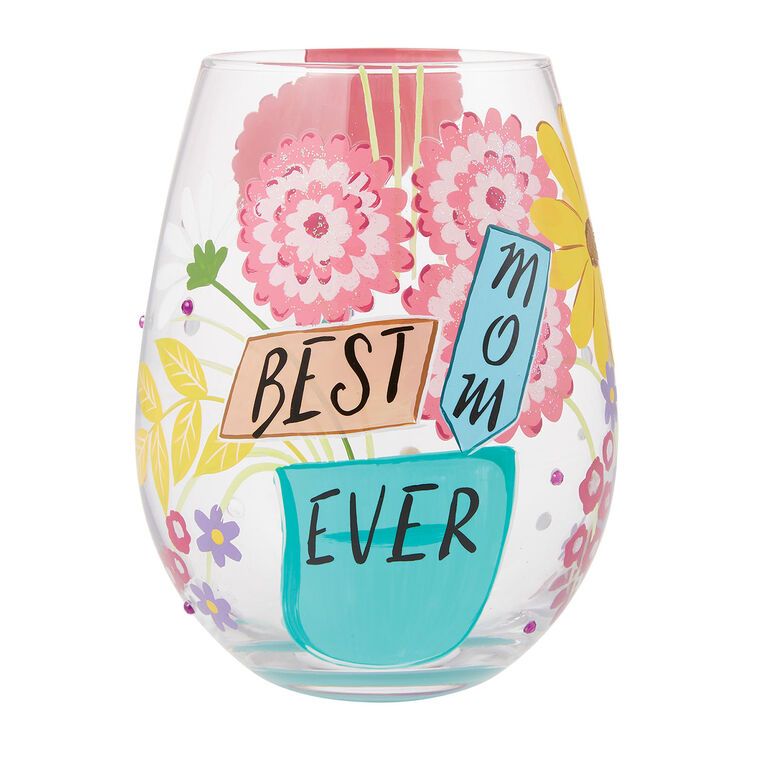 Lolita Best Mom Handpainted Stemless Wine Glass, 20 oz.
