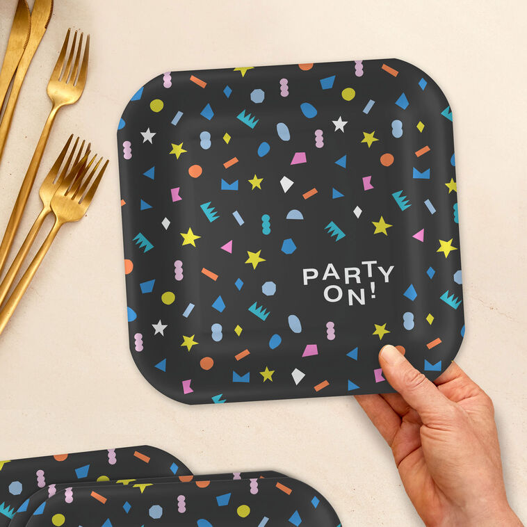 "Party On!" Geometric Shapes Dinner Plates, Pack of 8, , large image number 2