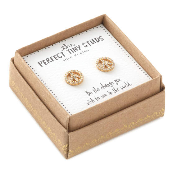 Natural Life Perfect Tiny Studs Peace Symbol Earrings, , large image number 1