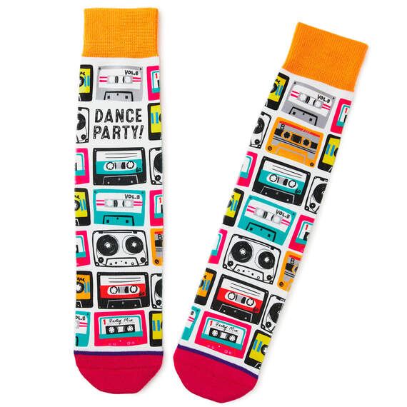 Dance Party Cassette Tapes Fun Crew Socks