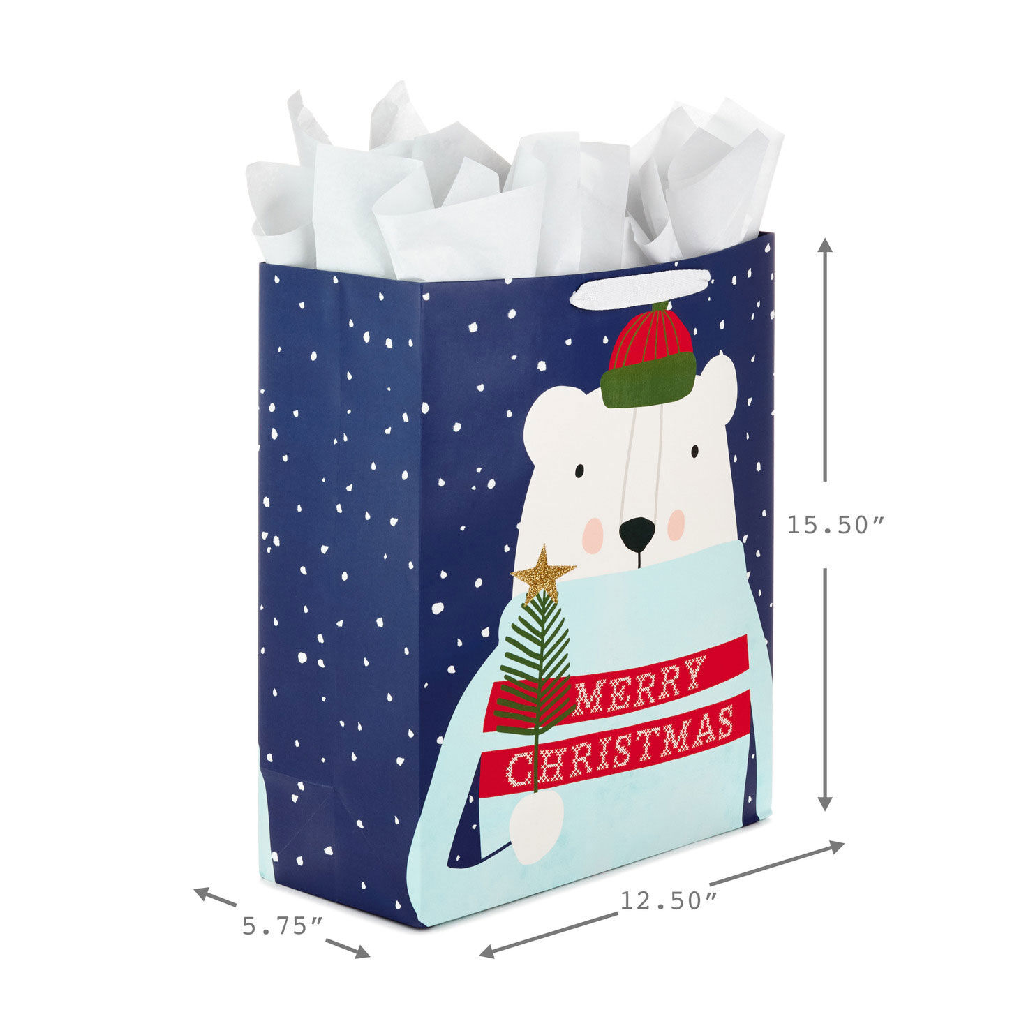 15.5 Polar Bear XL Christmas Gift Bag With Tissue Paper Gift Bags Hallmark