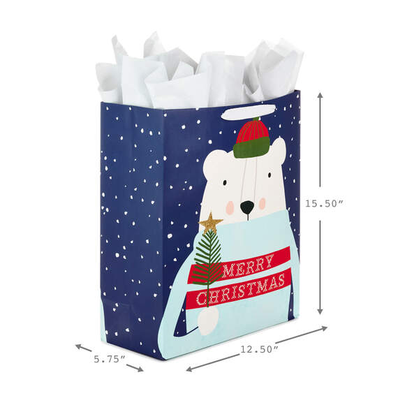 15.5" Polar Bear XL Christmas Gift Bag With Tissue Paper, , large image number 3