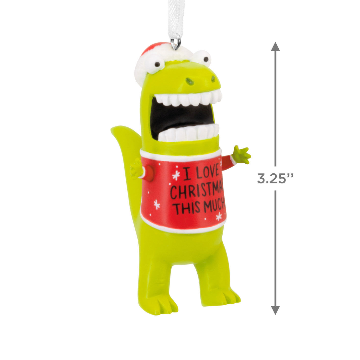 Dinosaur Love Christmas Sweater Christmas Ornament measurement image number 3