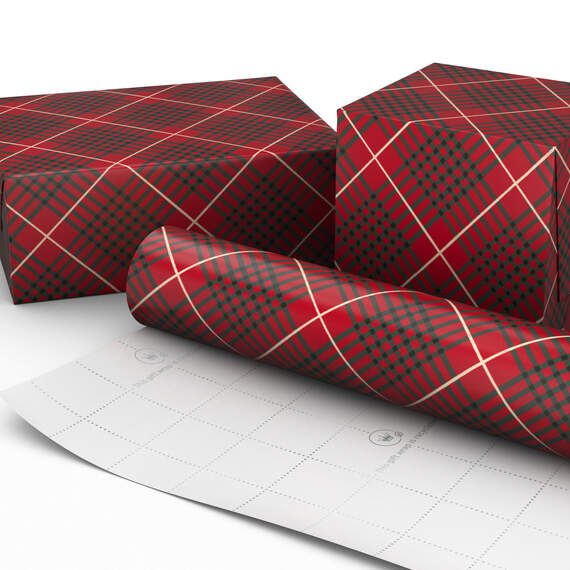 Plaid on Dark Red Wrapping Paper, 22.5 sq. ft., , large image number 2