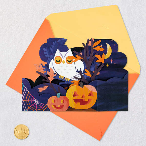 Owl and Jack-o'-Lanterns 3D Pop-Up Halloween Card, , large image number 5