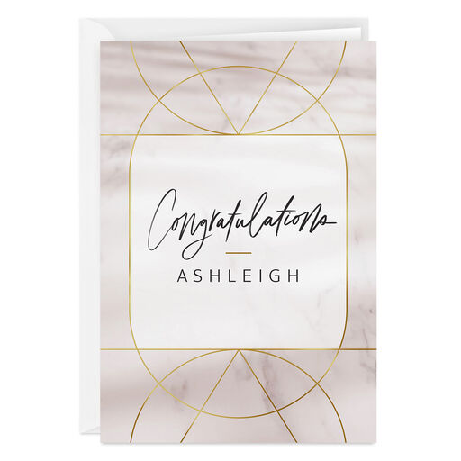Personalized Gold Accents on Marble Card, 