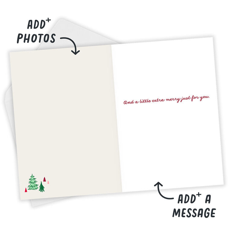 Vintage-Style Drawings Personalized Christmas Card Open Card with Envelope indicating personalization image number 4