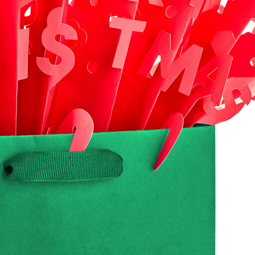 Red Merry Christmas WonderFill Paper Gift Bag Topper, 