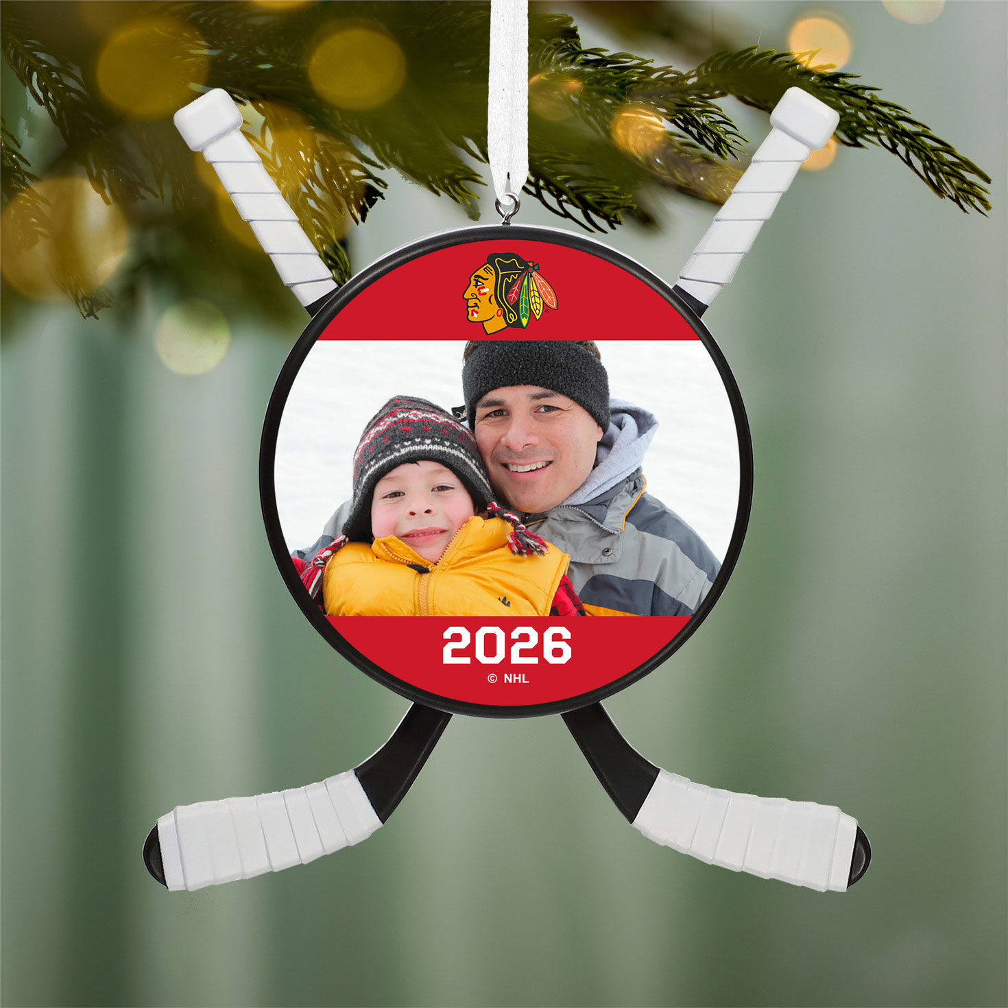NHL Chicago Blackhawks&reg; Hockey Personalized Ornament, Custom Photo and Text, , large image number 2