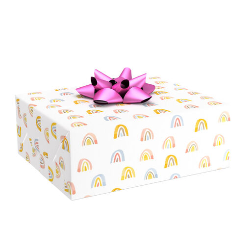 Watercolor Rainbows on White Wrapping Paper, 20 sq. ft., 