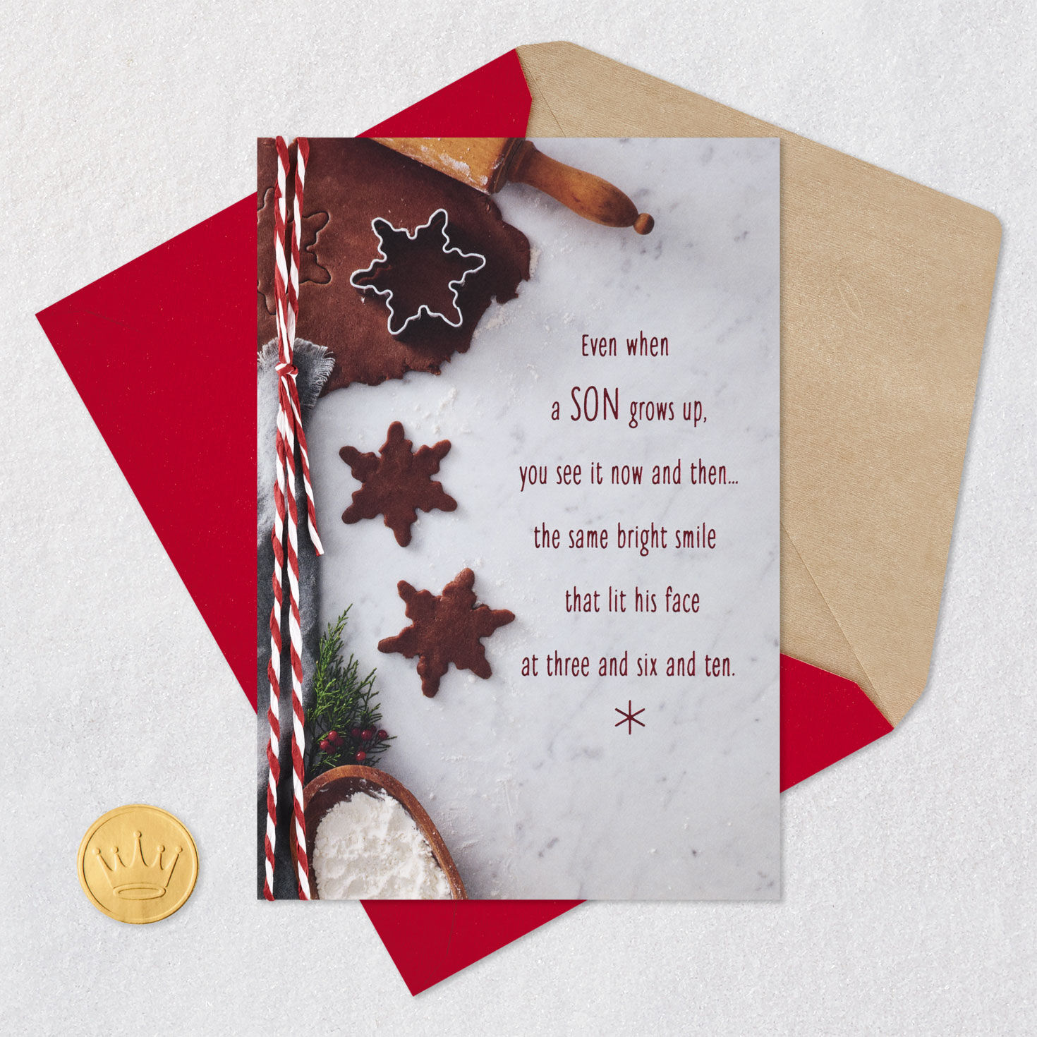 Holiday Cookies Son Christmas Card Card Front with Envelope and Gold Seal image number 7