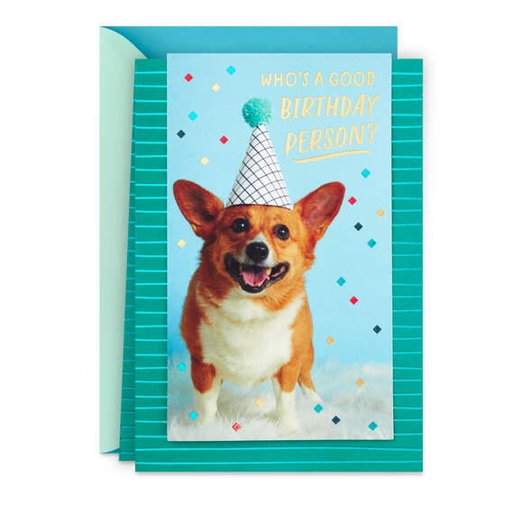 Puppy in Party Hat Birthday Card From the Dog, , large image number 1