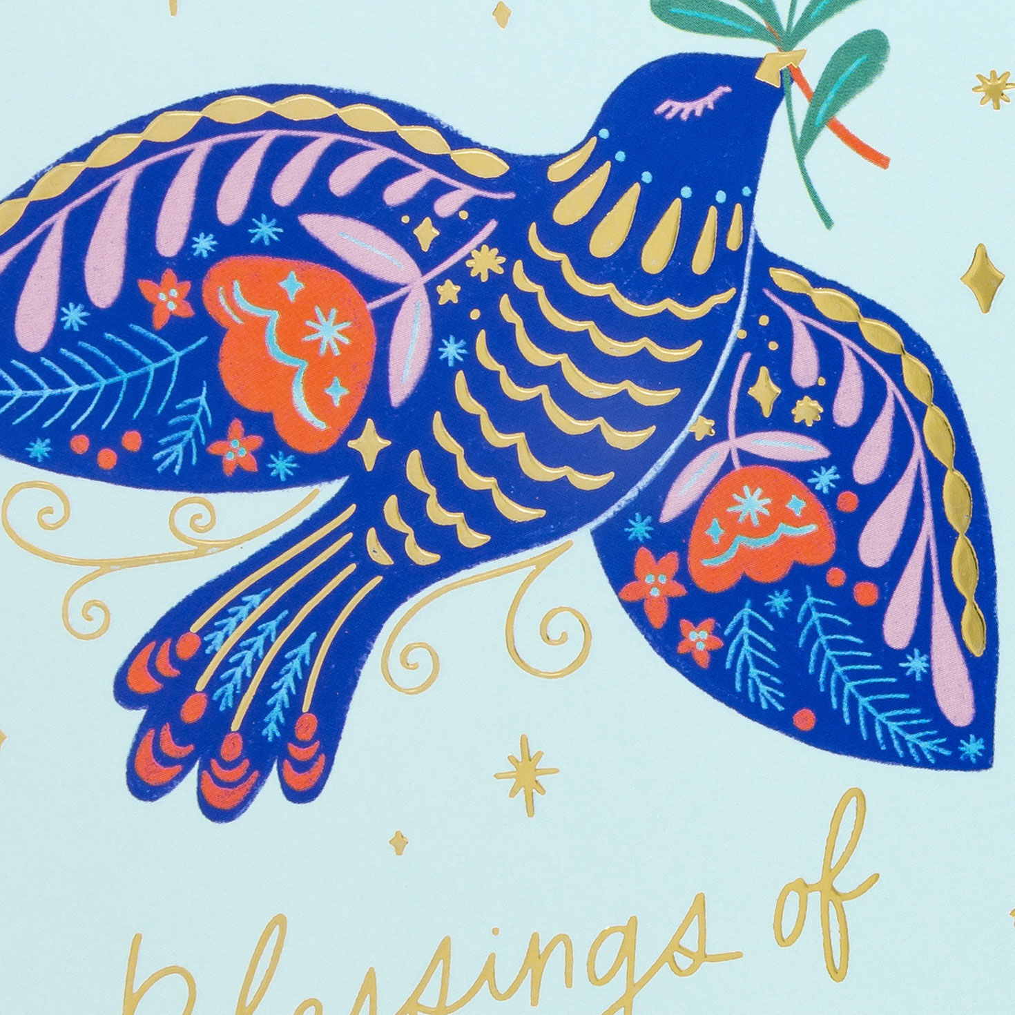 Colorful Dove on Blue Boxed Christmas Cards Cover Detail image number 5
