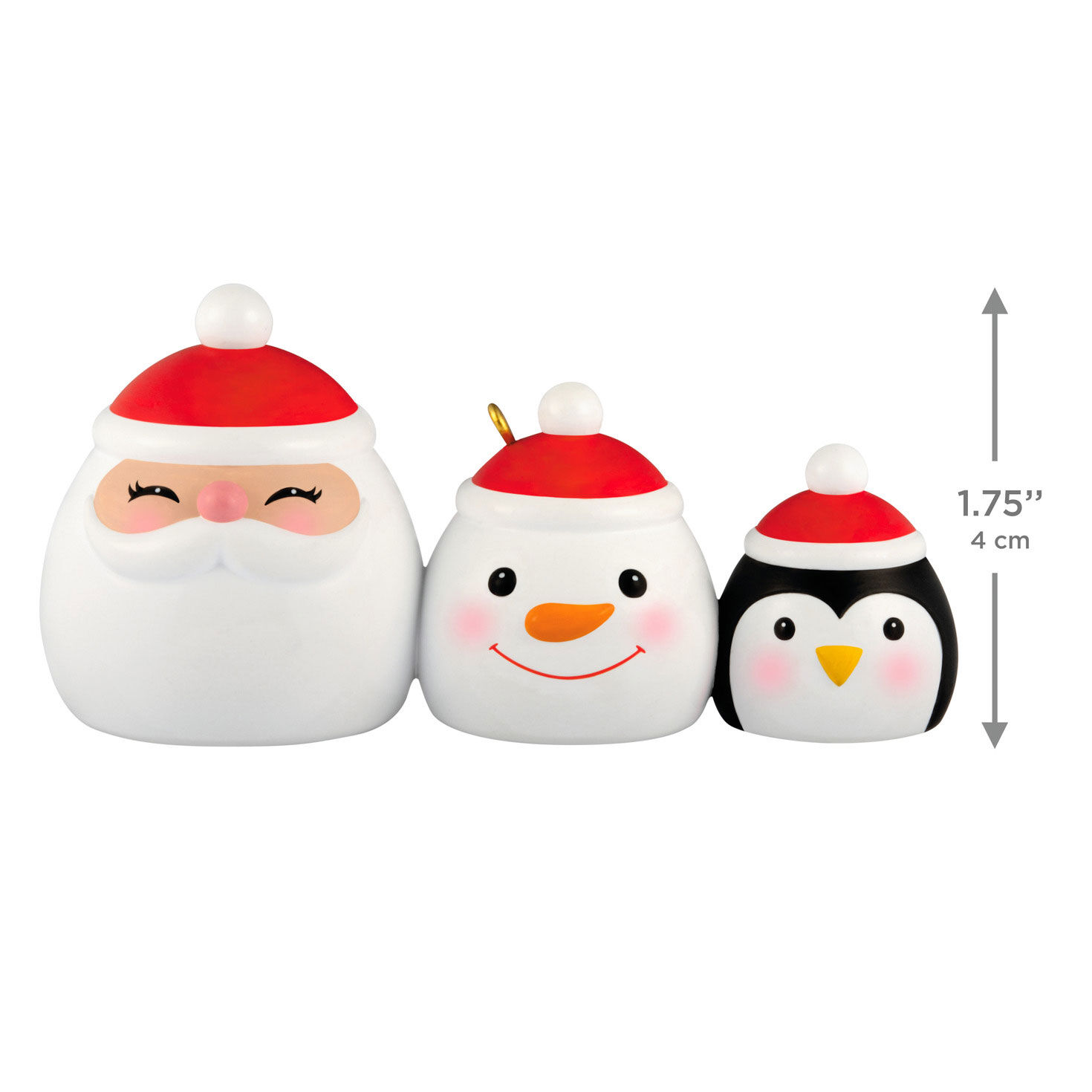 Santa Snowman Penguin Canisters Keepsake Ornament measurement image number 3