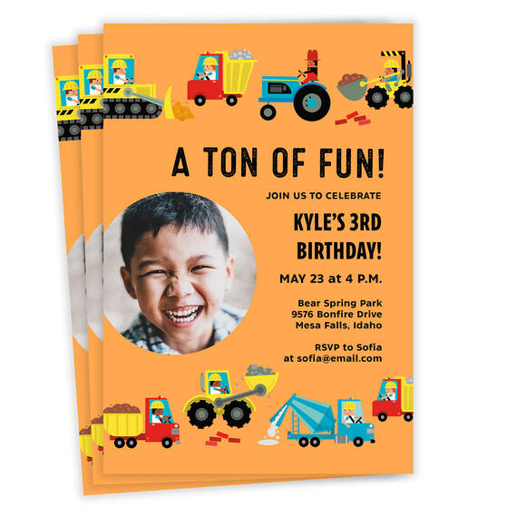 Ton of Fun Trucks Birthday Invitation