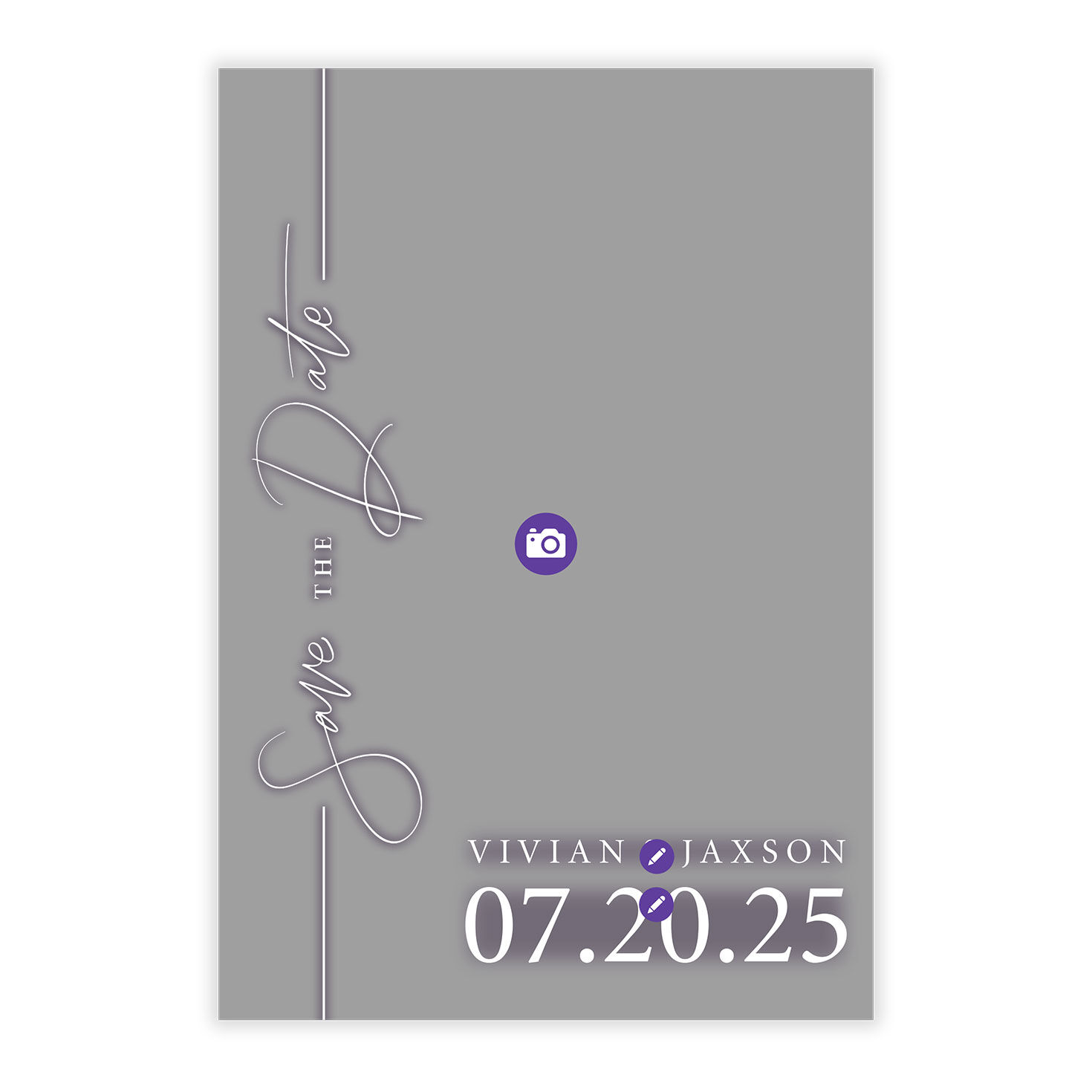Full-Bleed Photo Personalized Save the Date Card Card Front indicating personalization image number 5