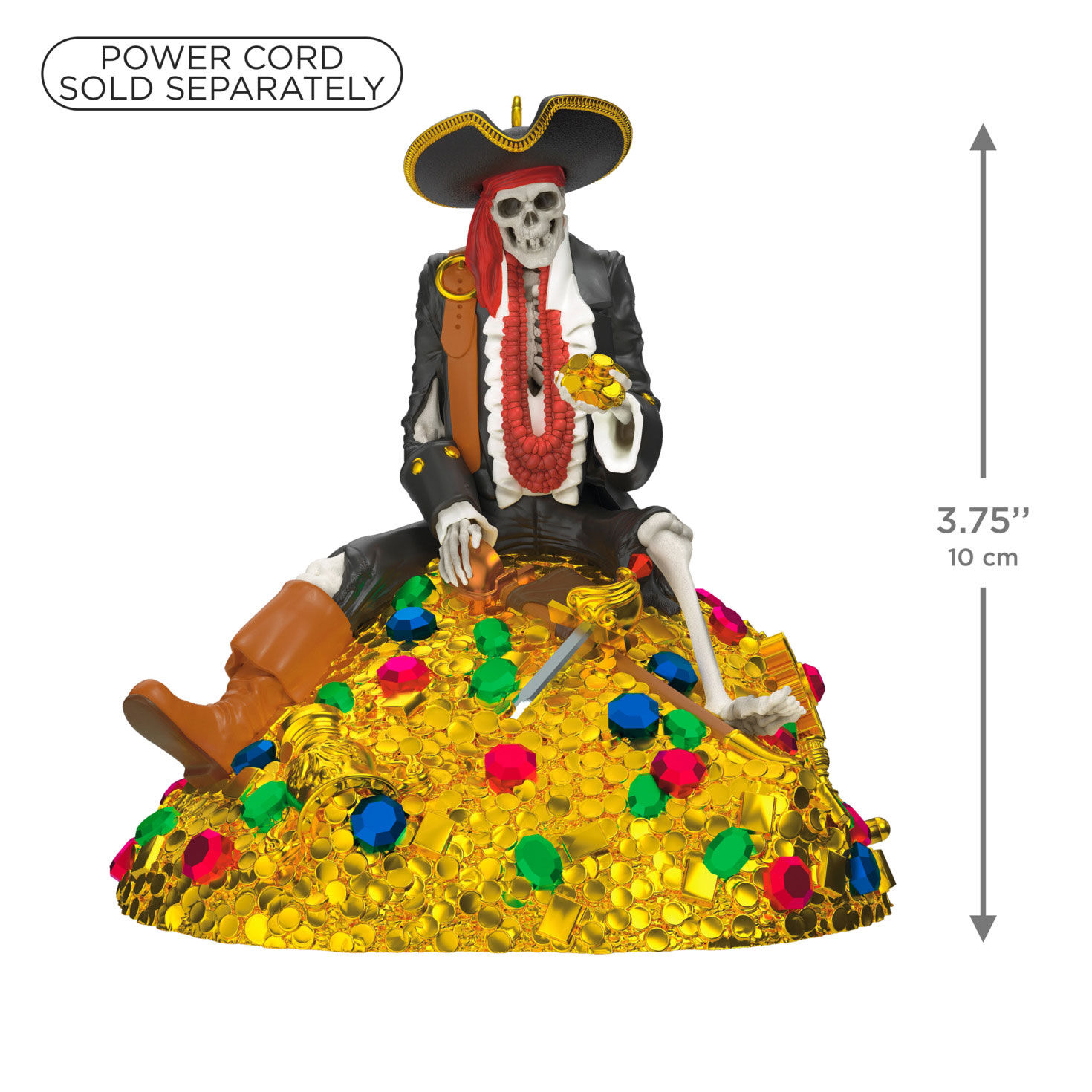 Pirates of Caribbean Skeleton on Gold Ornament measurement image number 3