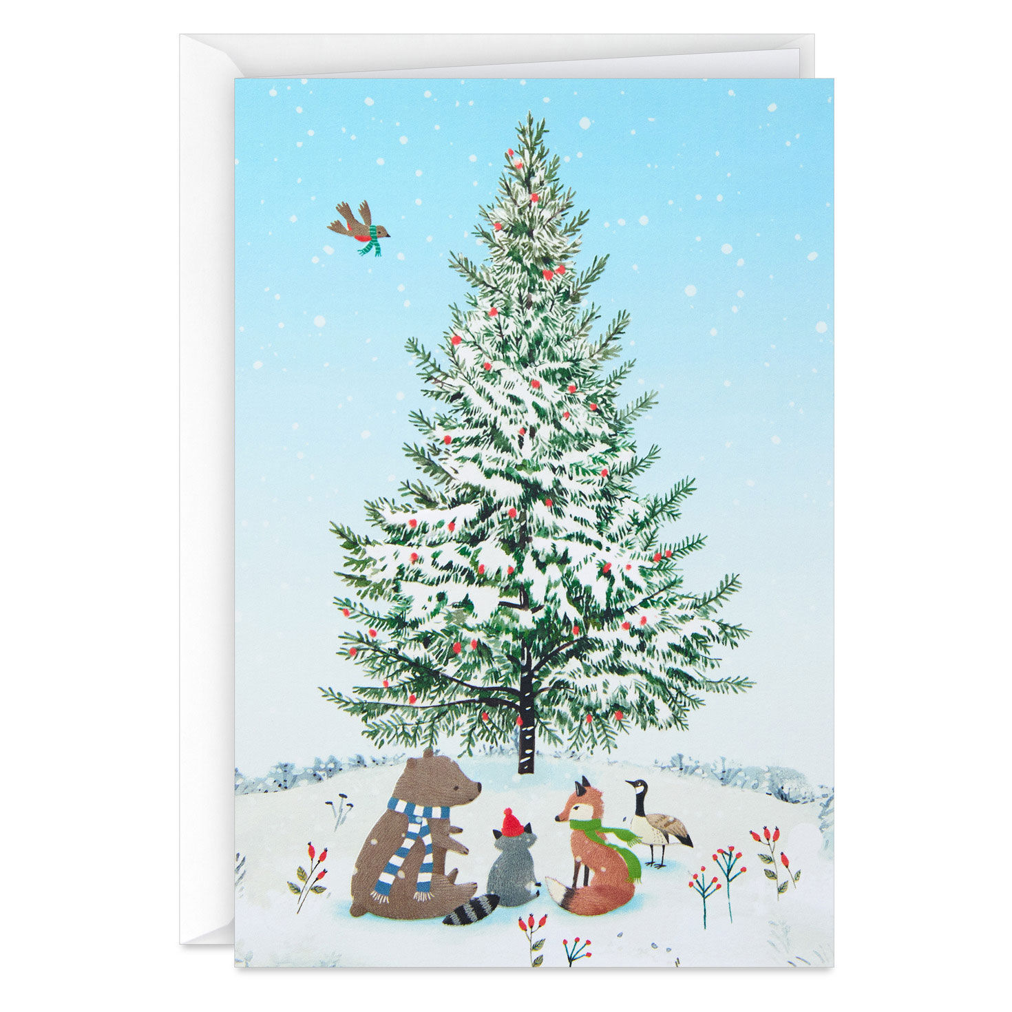 Woodland Critters Around a Snowy Tree Packaged Christmas Cards, Set of 5 for only USD 5.00 | Hallmark