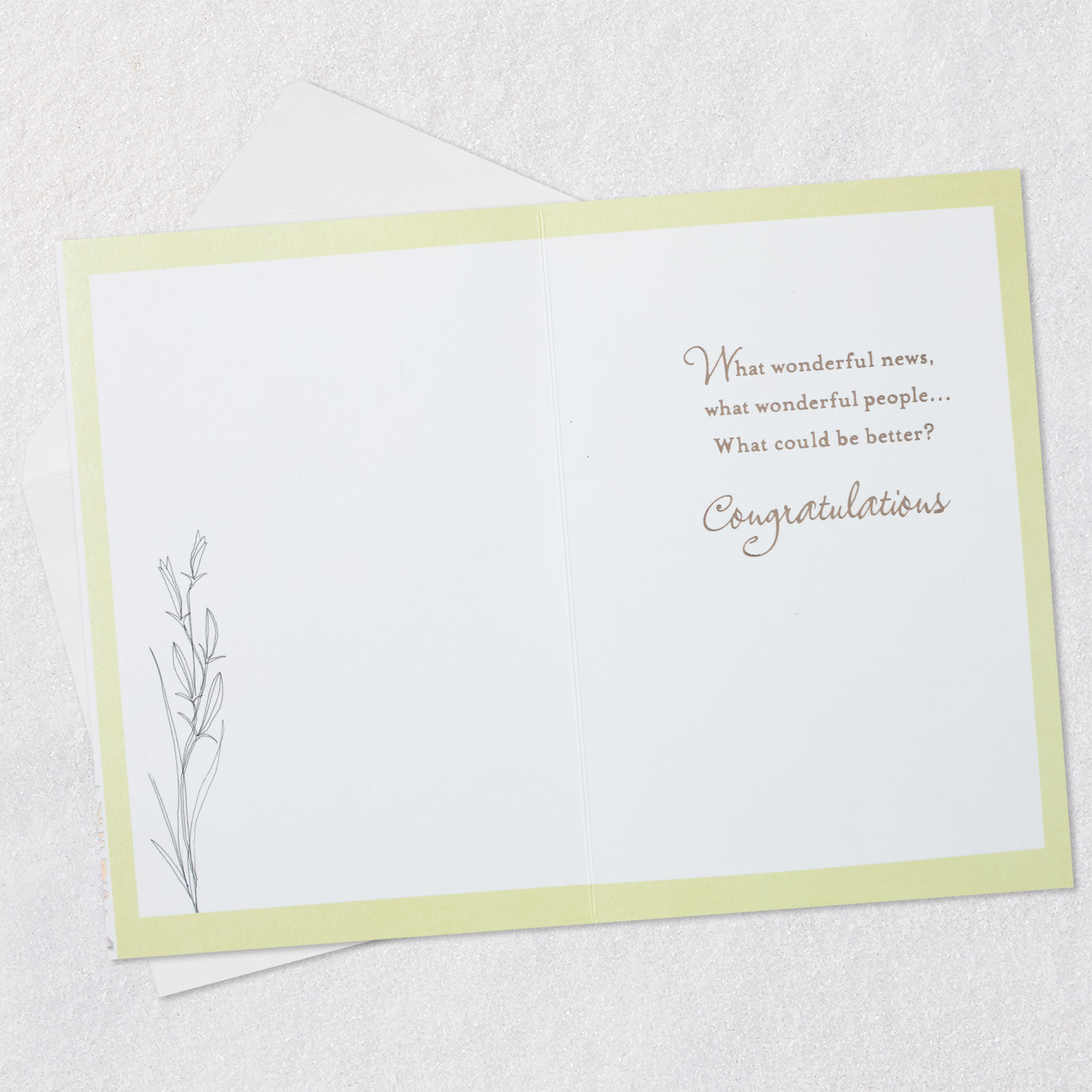 Watercolor Flowers Engagement Congratulations Card Open card with envelope image number 3