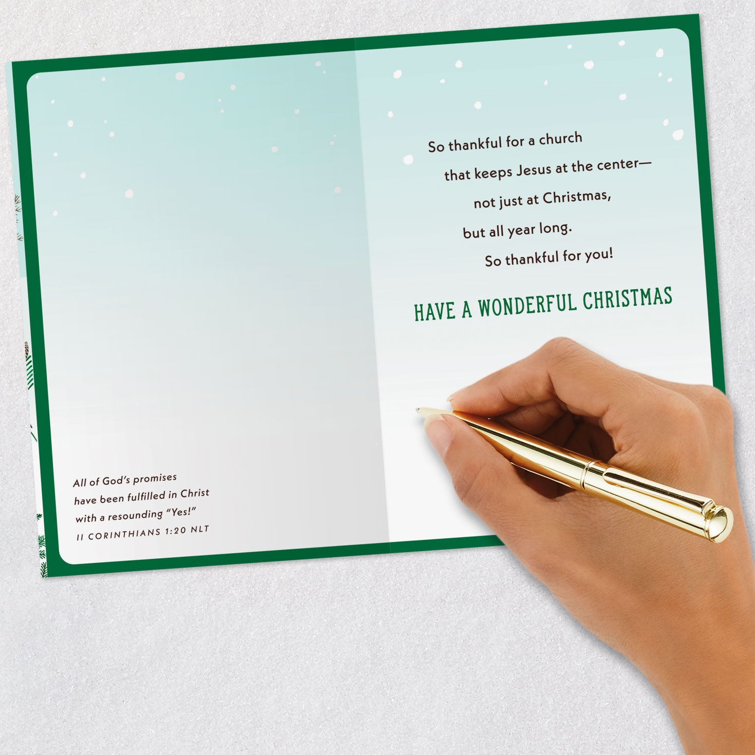 Keeping Jesus at the Center Religious Christmas Card for Pastor and Family Signing card image number 7