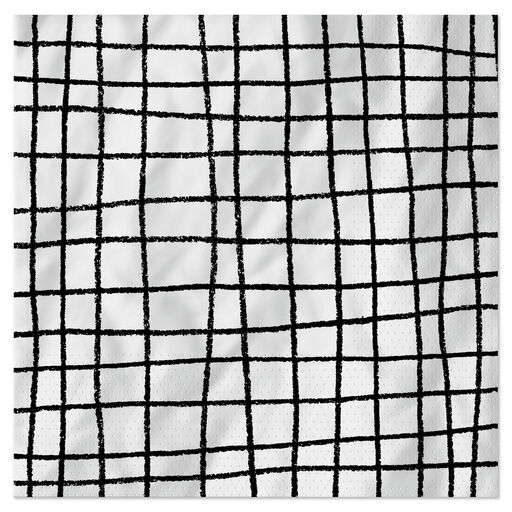 Black and White Grid Dinner Napkins, Set of 16, 