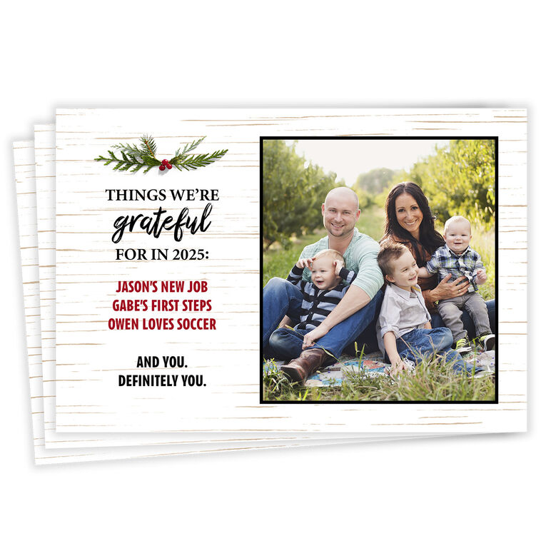 Gratitude List Flat Christmas Photo Card