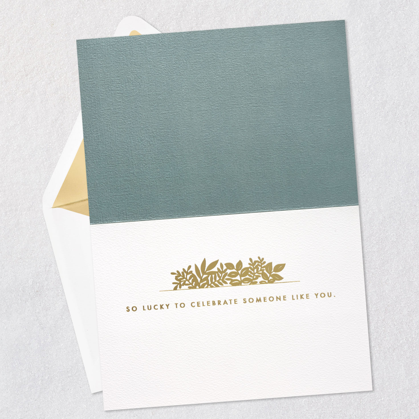 Greenery and Gold Birthday Card Open card with envelope image number 3