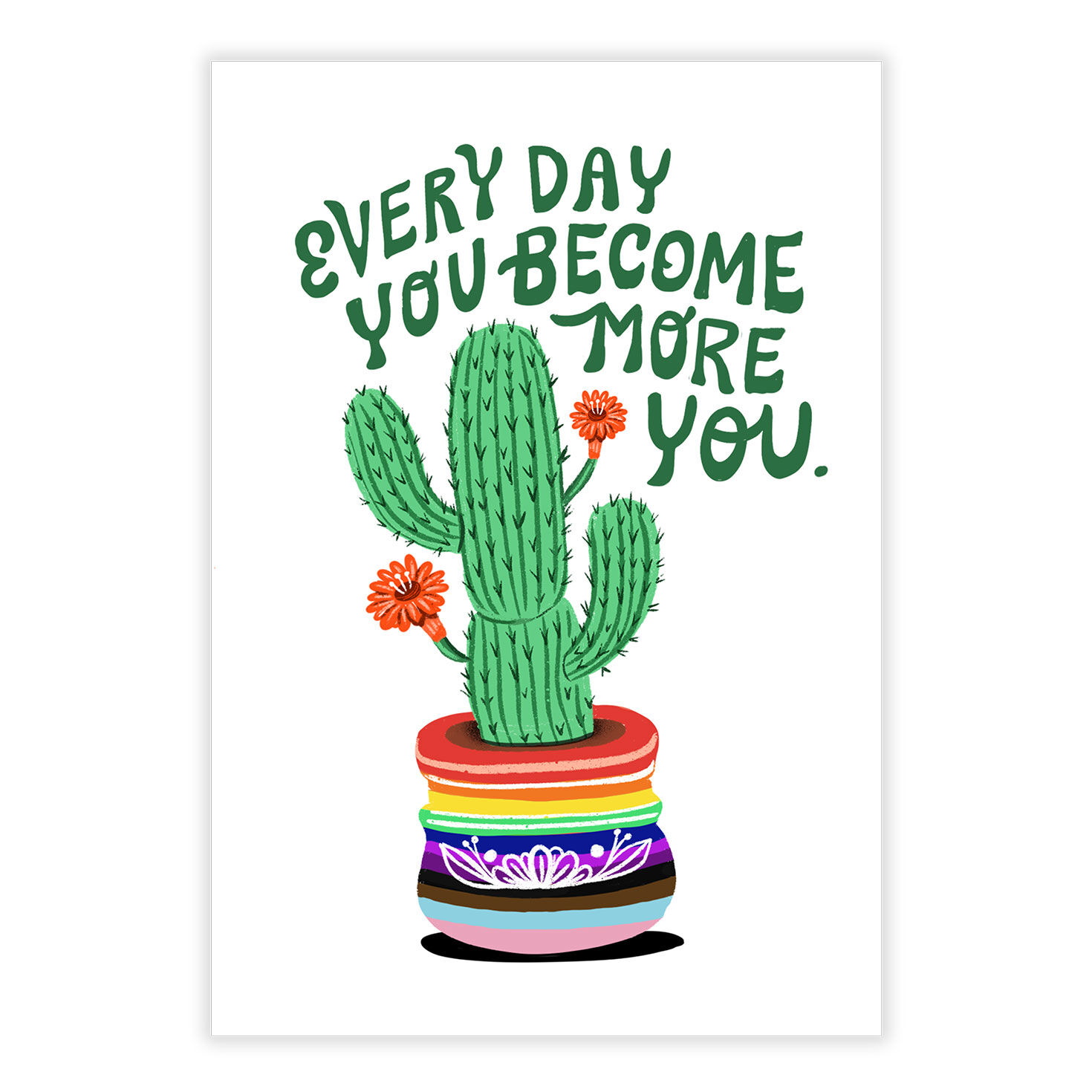 Cactus Colored Pot Personalized Encouragement Card front image number 2